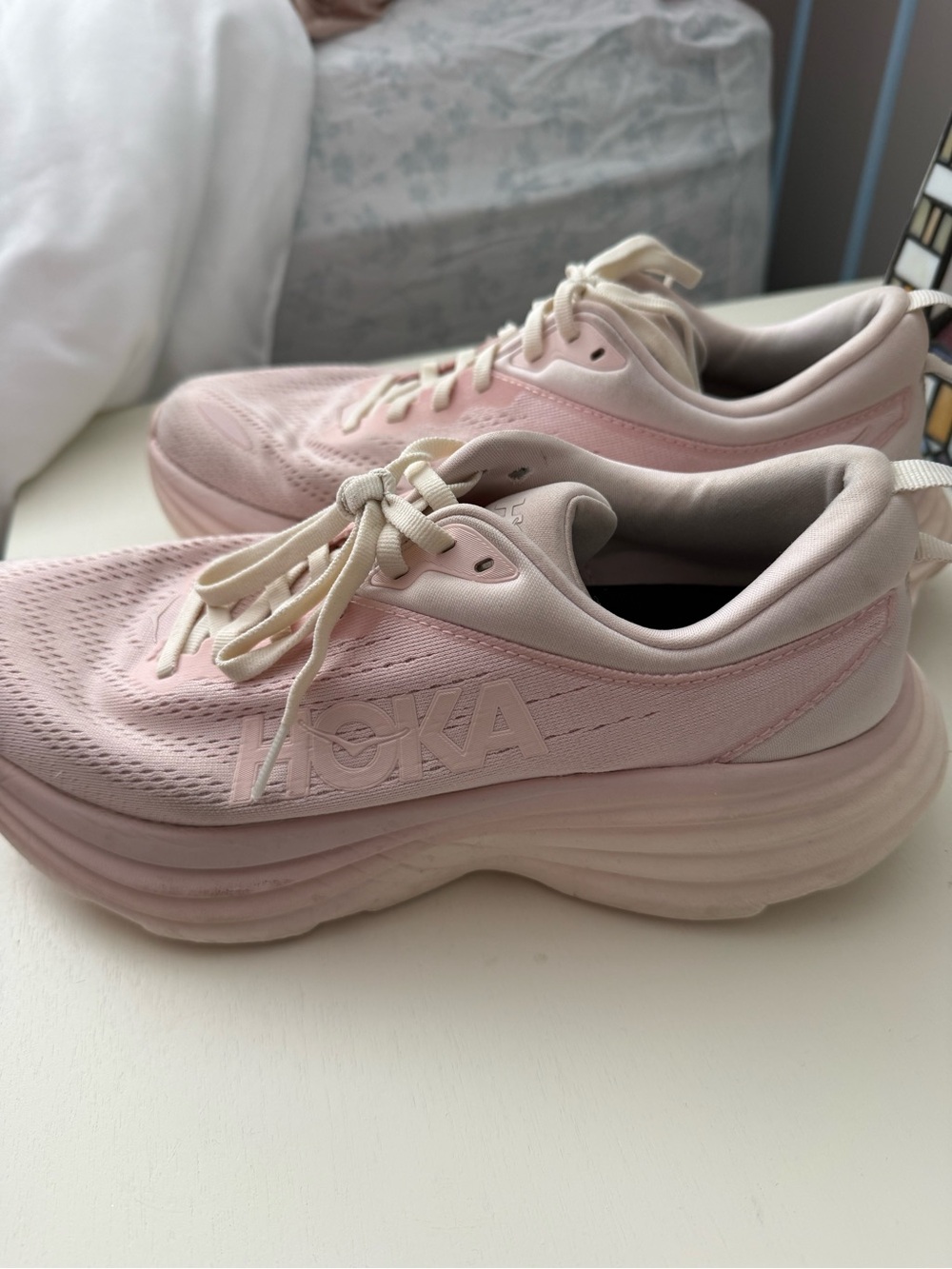 HOKA Women’s Pink Bondi 8 Running Shoes